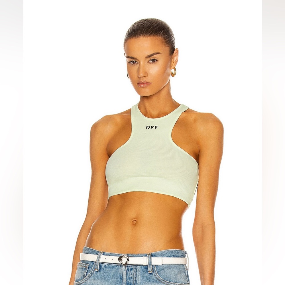 Off white ribbed rowing top